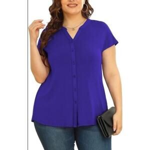 New Button Down Shirt, Royal Blue-1X
